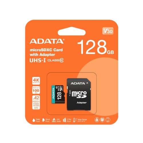 128GB, Atminties kortelė MicroSD V30 ADATA 128GB, Atminties kortelė MicroSD V30 ADATA