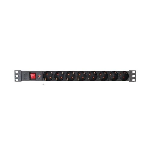 1U maitinimo panelė 8x220V su mygtuku (ilgiklis)
