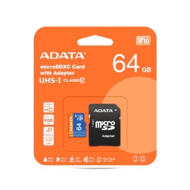 64GB, Atminties kortelė MicroSD V10 ADATA 64GB, Atminties kortelė MicroSD V10 ADATA