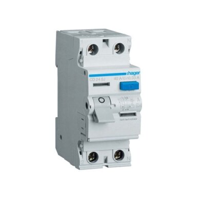 CD240J, 40A, 2P, 30mA, A, srovės nuotėkio relė Hager CD240J, 40A, 2P, 30mA, A, srovės nuotėkio relė Hager