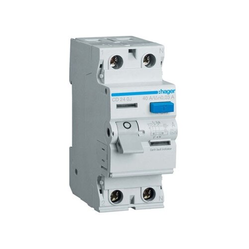 CD240J, 40A, 2P, 30mA, A, srovės nuotėkio relė Hager