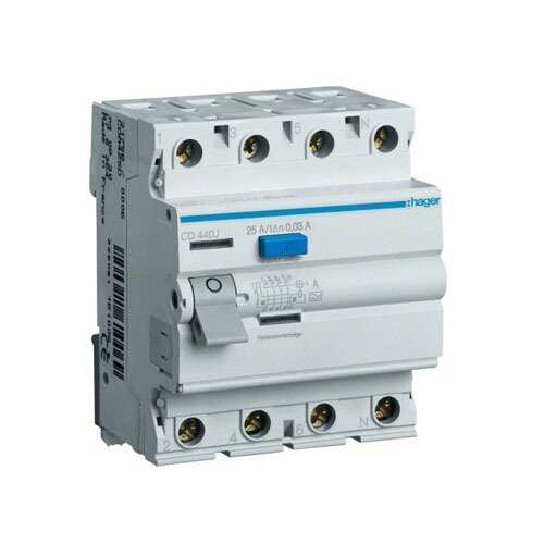 CD440J, 40A 4P 30mA, A, current leakage relay Hager CD440J, 40A 4P 30mA, A, current leakage relay Hager