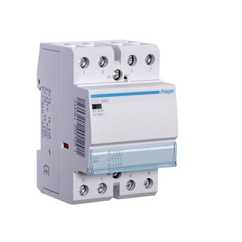 ESC440 Contactor 4P 40A 230V AC 4NO 3 modules HAGER ESC440 Contactor 4P 40A 230V AC 4NO 3 modules HAGER
