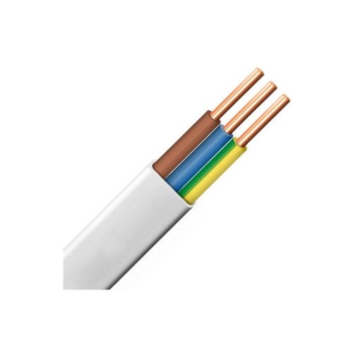 Instaliacinis kabelis NKT YDYp, 3x1.5 mm² , plokščias, su PVC izoliacija, varinis, baltas Instaliacinis kabelis NKT YDYp, 3x1.5 mm² , plokščias, su PVC izoliacija, varinis, baltas