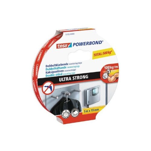 Juosta dvipusė ULTRA STRONG 100KG 5mx19mm TESA