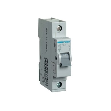 MC116A, Hager MC116A 1P C 16A 6kA jungiklis MC116A, Hager MC116A 1P C 16A 6kA jungiklis