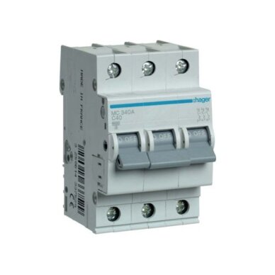 MC340A, 3P Hager automatinis jungiklis 40A 3polis C 6kA 400V MC340A, 3P Hager automatinis jungiklis 40A 3polis C 6kA 400V