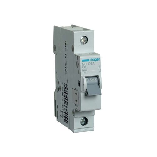 MC106A, Hager Automatinis jungiklis 6A 1polis C 6kA 230V MC106A, Hager Automatinis jungiklis 6A 1polis C 6kA 230V