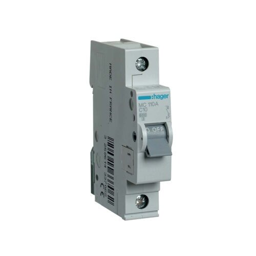 MC110A Hager automatinis jungiklis 10A 1polis C 6kA 230V MC110A Hager automatinis jungiklis 10A 1polis C 6kA 230V