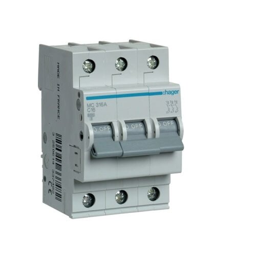 MC316 3P Hager automatinis jungiklis 16A 3polis C 6kA 400V