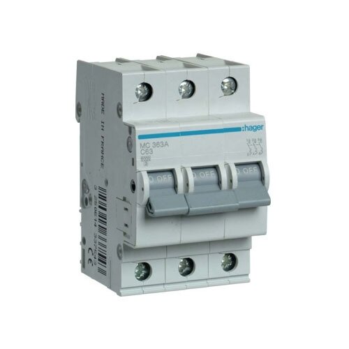 MC363A Hager automatinis jungiklis 63A 3polis C 6kA 400V MC363A Hager automatinis jungiklis 63A 3polis C 6kA 400V