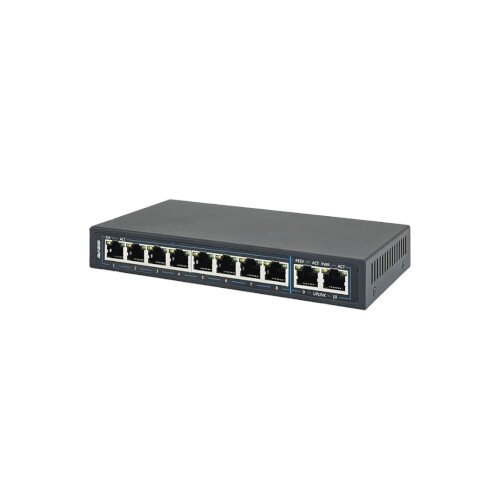 Nevaldomas komutatorius 8 portų RJ45 PoE 100Mb/s + 2 portai RJ45 Uplink 1Gb/s 96W, AVIZIO