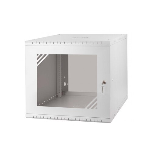 SF 9UC450GG, 9U Pakabinama komutacinė spinta 19" 450mm Stiklinės durys, pilka, SaFi